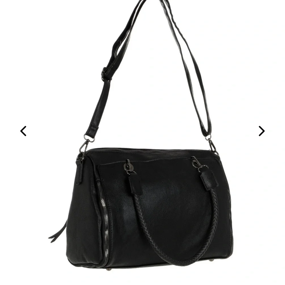 Sam & Hadley black laser cut satchel bag-EUC